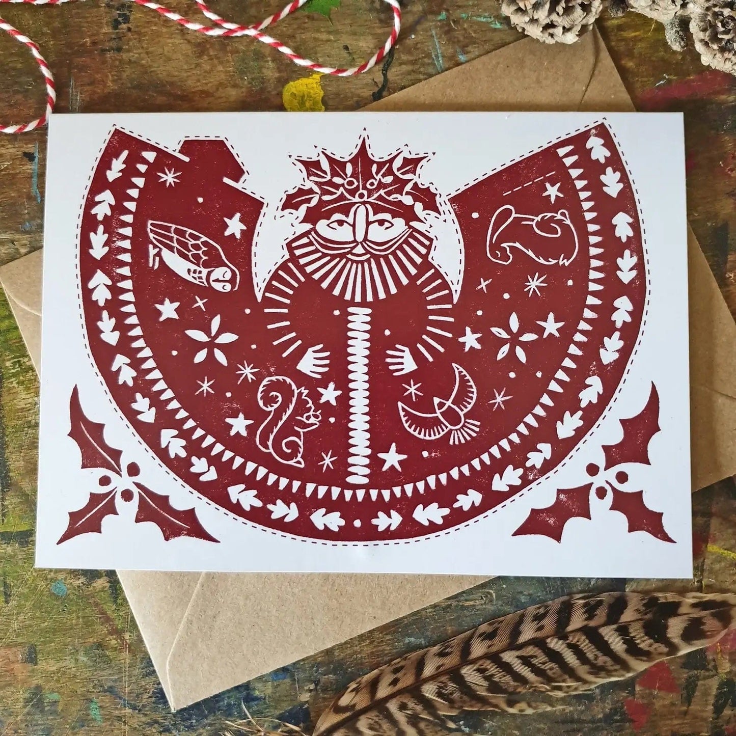 Holly King Recycled Greetings Card / Tree Topper homeware shops bristol gift shops bristol Becca Thorne Illustration