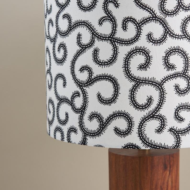 Lampshade African wax print drum lampshade - Black & White swirls homeware shops bristol gift shops bristol Bespoke Binny