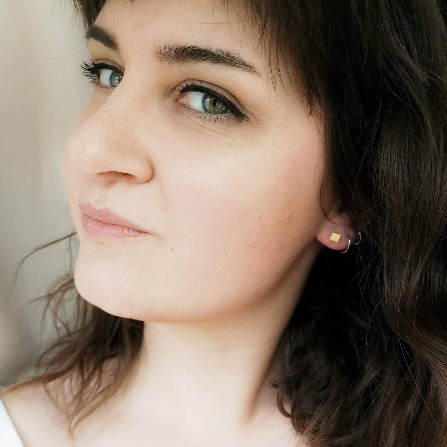 Earrings BASE - Small Square Studs - Brass homeware shops bristol gift shops bristol By Maraca