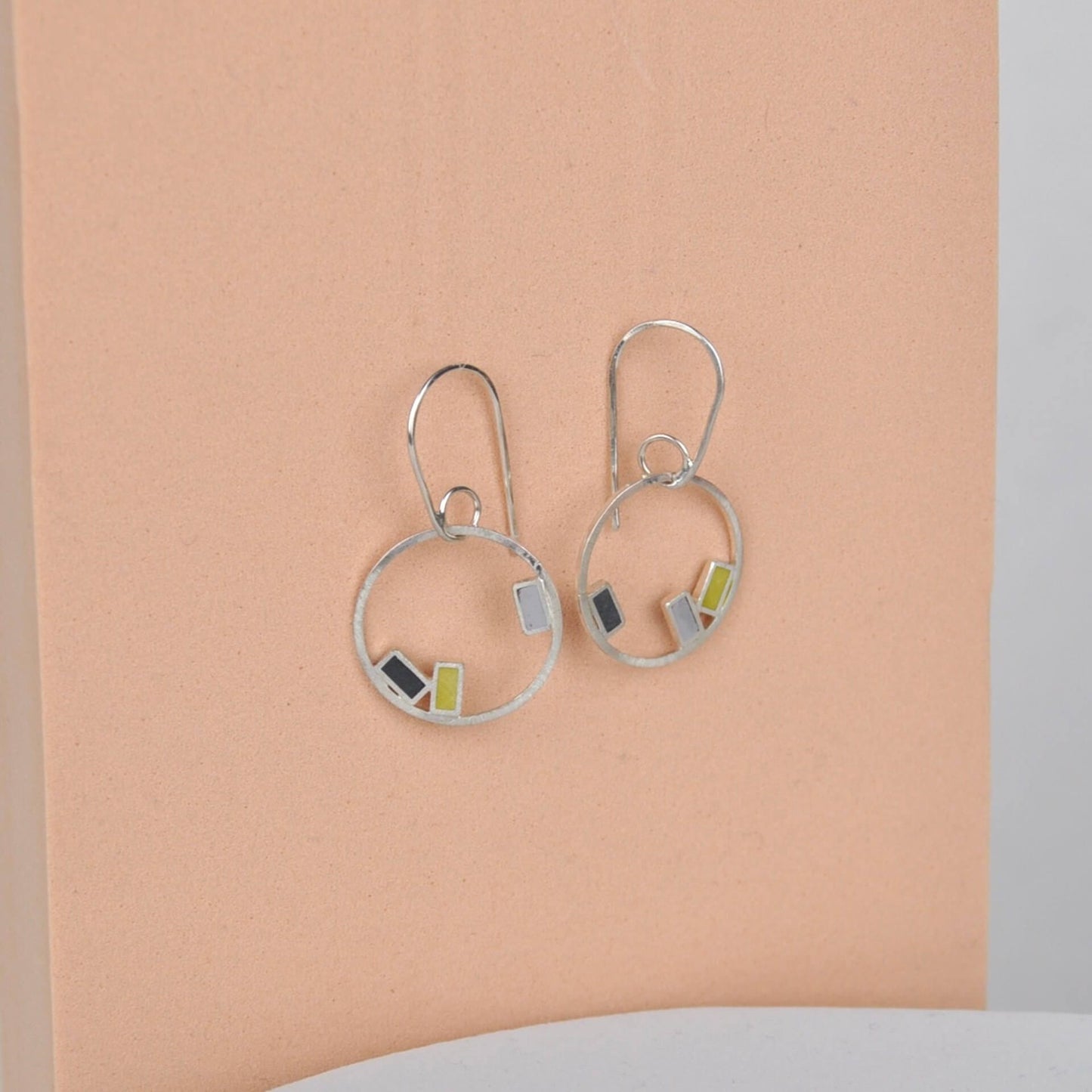 Earrings Yellow/Grey/Black rectangles Small Inside Dot Hoop Earring homeware shops bristol gift shops bristol Clare Lloyd
