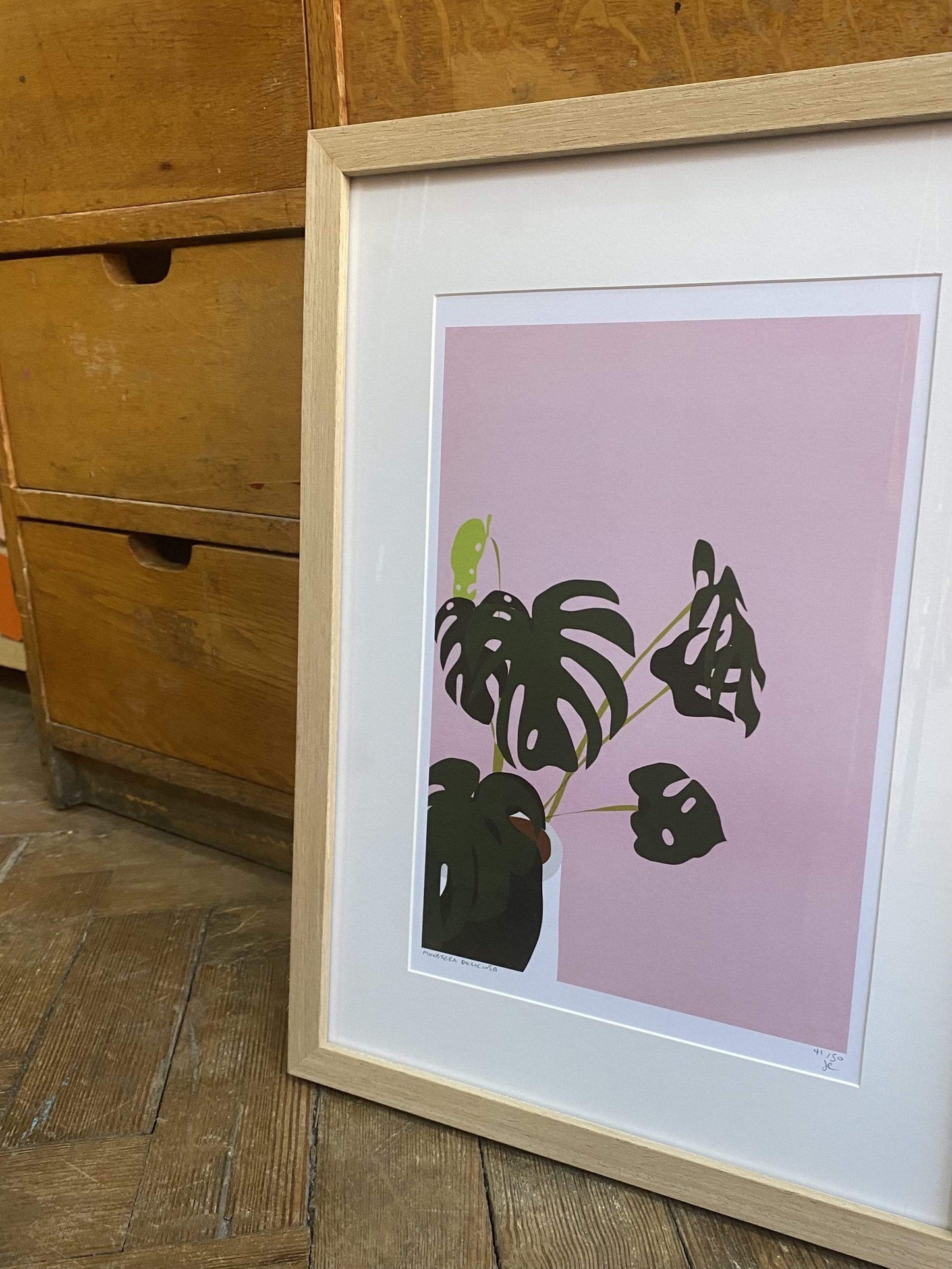 Prints A4 (framed) Pink Monstera Print (various sizes) homeware shops bristol gift shops bristol Do It Later Illustration