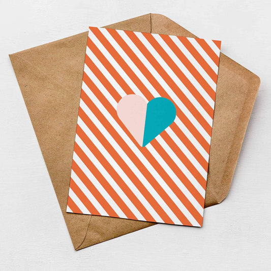 Greenwich Paper Studio Greetings Card Orange Heart - Greetings Card