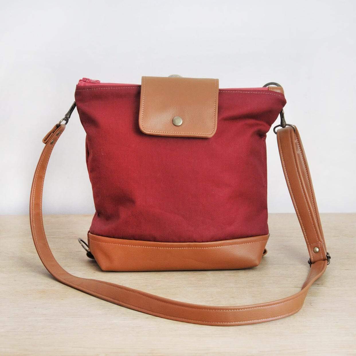 Bag Medium Convertible Backpack In Red Wax Canvas homeware shops bristol gift shops bristol Lauren Holloway