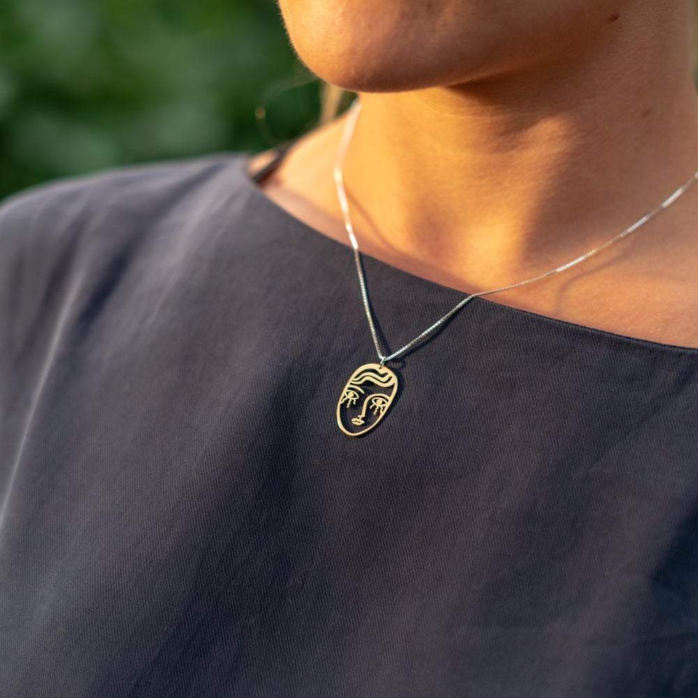Necklace Brass Lima Lima Face Necklace - EcoSilver or Brass homeware shops bristol gift shops bristol Lima Lima