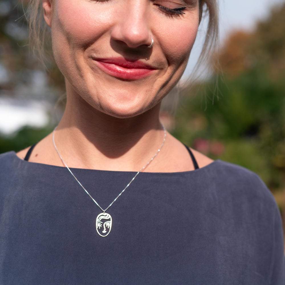 Necklace EcoSilver Lima Lima Face Necklace - EcoSilver or Brass homeware shops bristol gift shops bristol Lima Lima