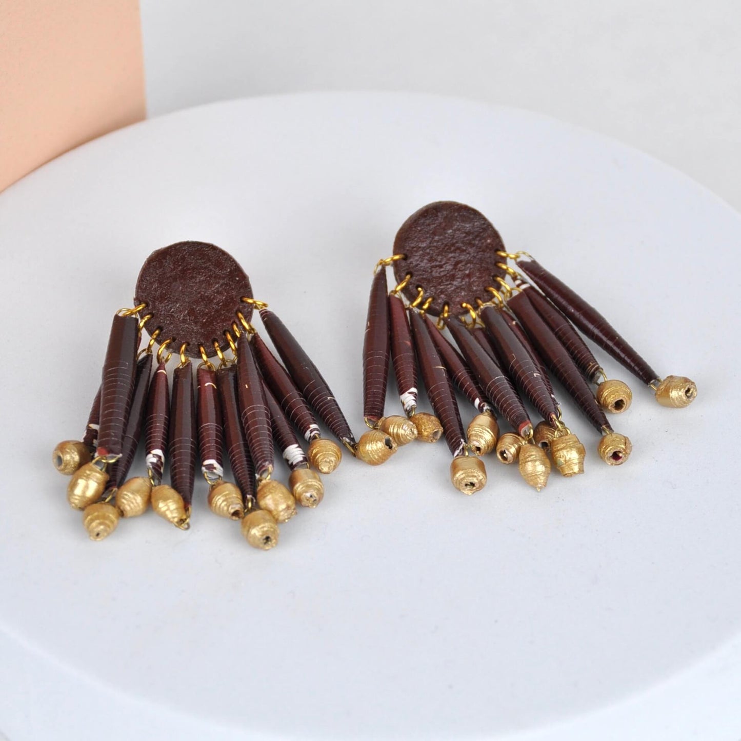 Earrings Brown Recycled Paper Candelabra Earrings (Various Colours) homeware shops bristol gift shops bristol Quazi Design