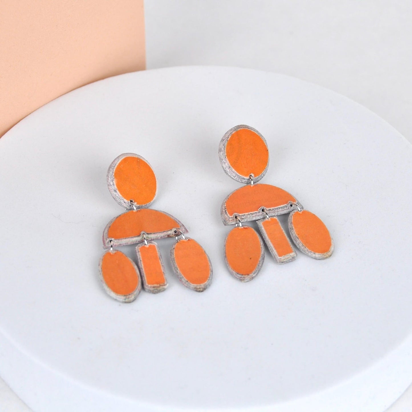 Earrings Orange Recycled Paper Nesta Earrings (Various Colours) homeware shops bristol gift shops bristol Quazi Design