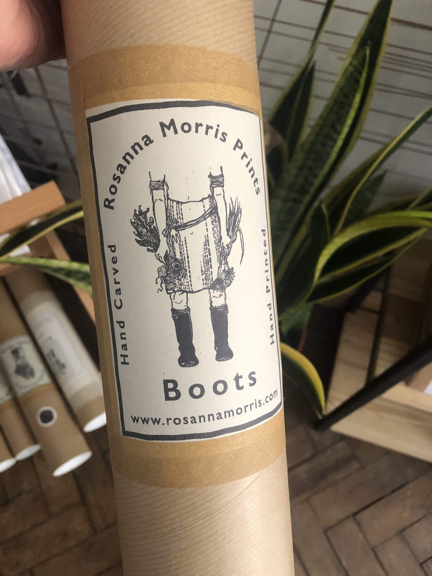 Prints Print Woodcut Print 'Boots' homeware shops bristol gift shops bristol Rosanna Morris