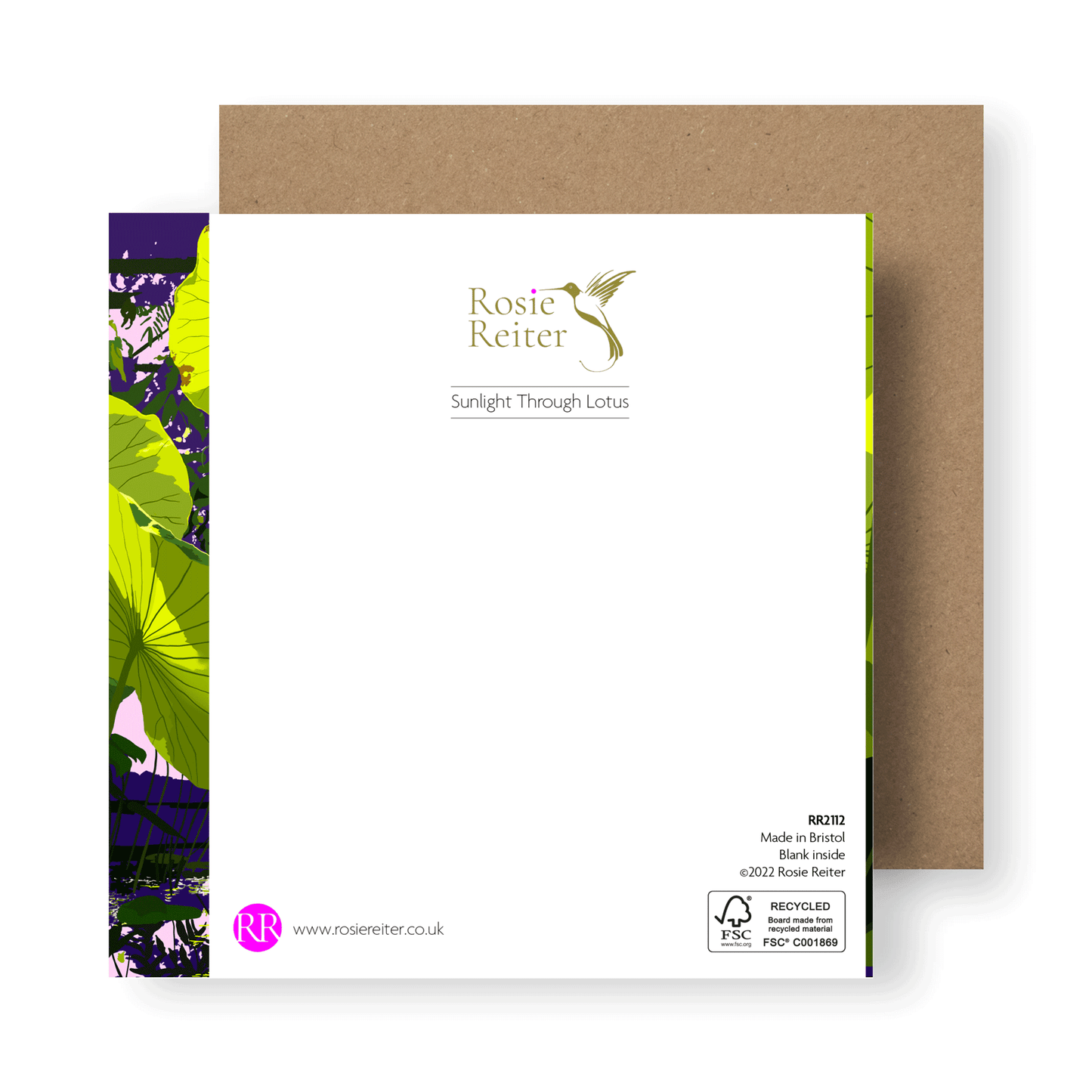 Print Sunlight Through Lotus Greetings Card homeware shops bristol gift shops bristol Rosie Reiter