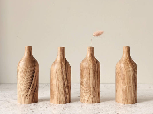Something From The Turnery Vase Wooden Bud Vase -  Swoop neck, Ash wood