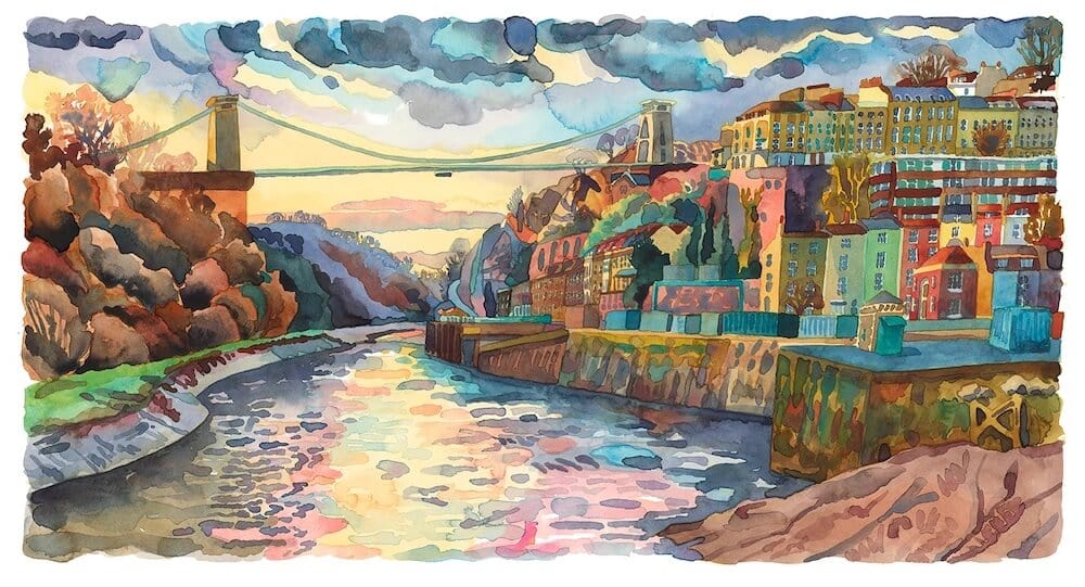 Bristol Print Giclee Print "Avon Gorge at Dusk" homeware shops bristol gift shops bristol Abigail McDougall