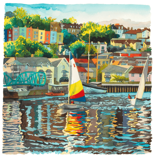 Print 50x50cm Giclee Print "Hotwells Late Afternoon" homeware shops bristol gift shops bristol Abigail McDougall