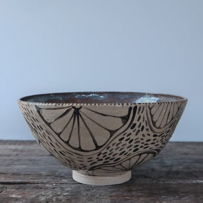 Ceramic Bowl Cream Base w/ Black Detail Handmade Illustrated Ceramic Bowl in Cream & Black homeware shops bristol gift shops bristol AKF Ceramics