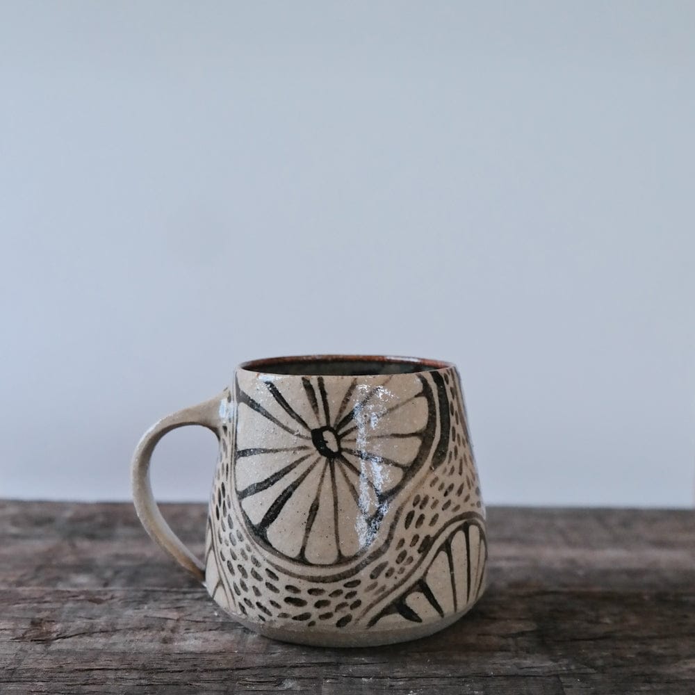 Ceramic Mug Cream Base with Black Illustration Illustrated Ceramic Mug homeware shops bristol gift shops bristol AKF Ceramics