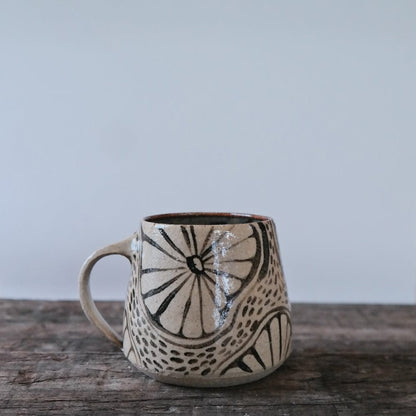 Ceramic Mug Cream Base with Black Illustration Illustrated Ceramic Mug homeware shops bristol gift shops bristol AKF Ceramics