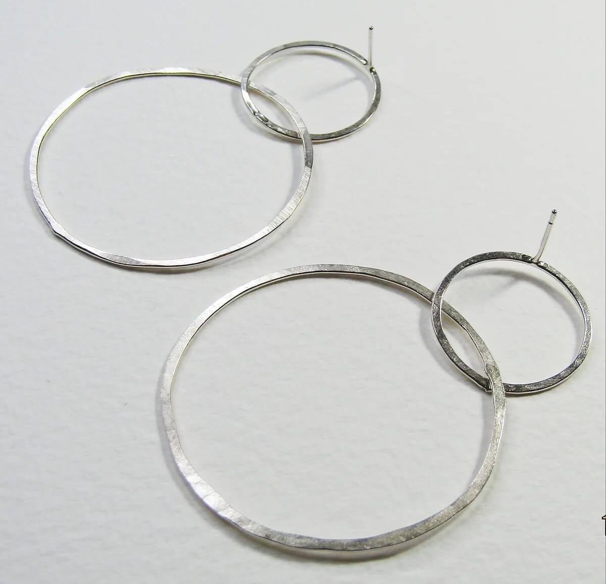 Amelia Stone Jewellery Earrings 'Linked Hoops' Studs - Sterling Silver  (two sizes)