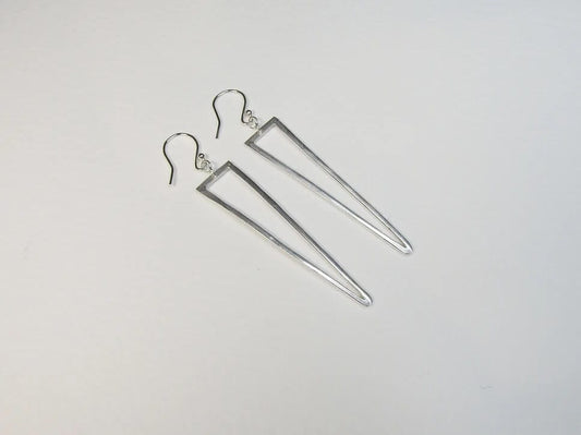 Amelia Stone Jewellery Earrings Long 'Triangle Drop' Earrings - Sterling Silver