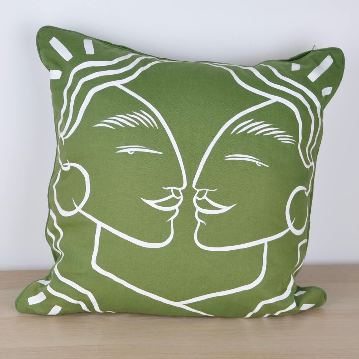Amy Isles Freeman 'Lady Love in Green’  -  Hand Painted Cushion