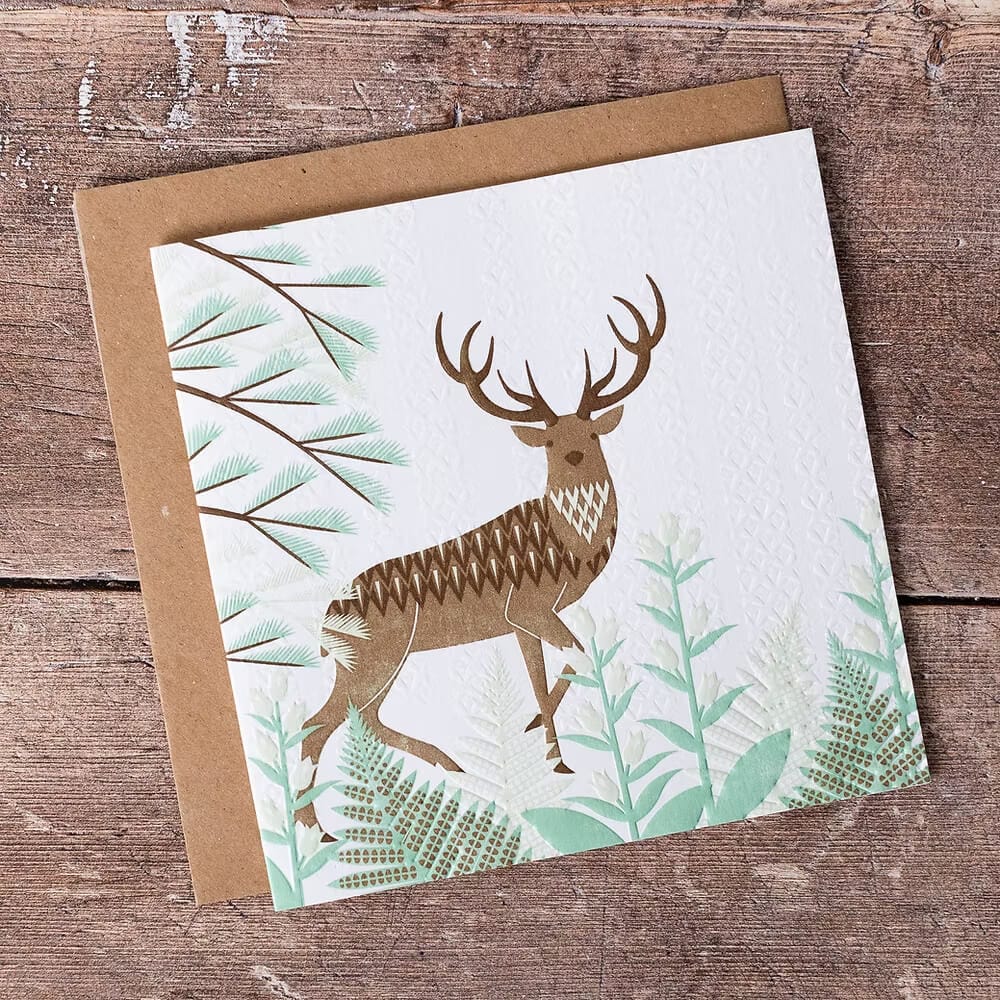 Animal Greetings Card Stag Greeting Cards homeware shops bristol gift shops bristol Ash Leaf Printmaking