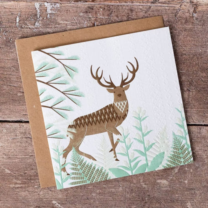 Animal Greetings Card Stag Greeting Cards homeware shops bristol gift shops bristol Ash Leaf Printmaking