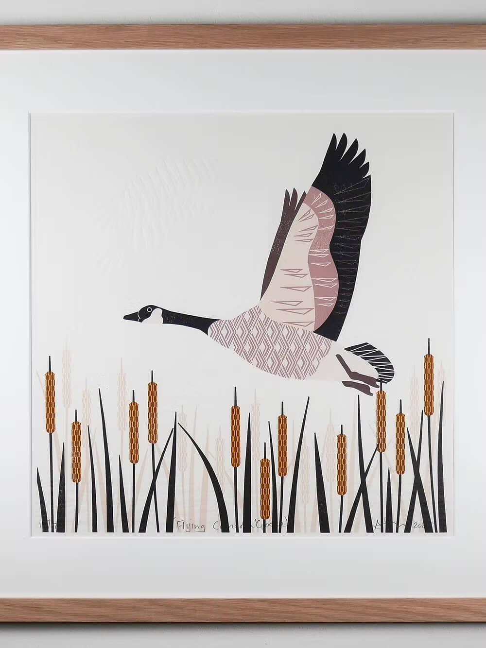 Goose Prints 'Flying Canada Goose' Reduction Lino Print - Embossed Limited Edition homeware shops bristol gift shops bristol Ash Leaf Printmaking