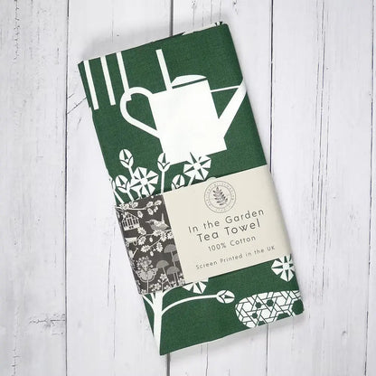Green Tea Towel In the Garden Green Tea Towel homeware shops bristol gift shops bristol Ash Leaf Printmaking