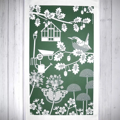 Green Tea Towel In the Garden Green Tea Towel homeware shops bristol gift shops bristol Ash Leaf Printmaking