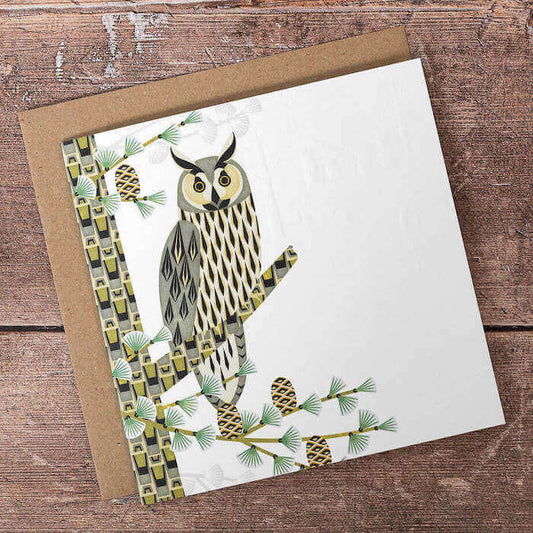 Greetings Card Owl (Embossed) Greeting Card homeware shops bristol gift shops bristol Ash Leaf Printmaking