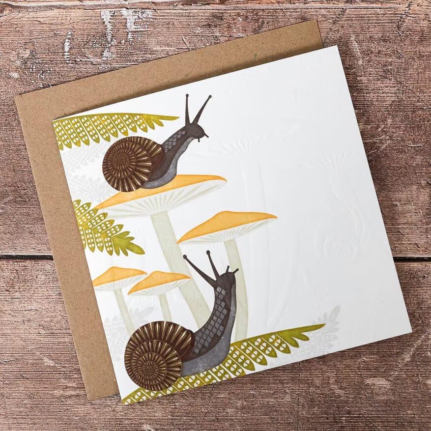 Snail Greetings Card Snail (Embossed) Greeting Card homeware shops bristol gift shops bristol Ash Leaf Printmaking