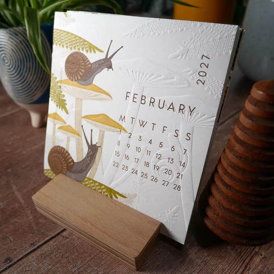 Wildlife Calendar Hand Embossed 2027 Wildlife Desk Calendar (With Stand or Without Stand) homeware shops bristol gift shops bristol Ash Leaf Printmaking