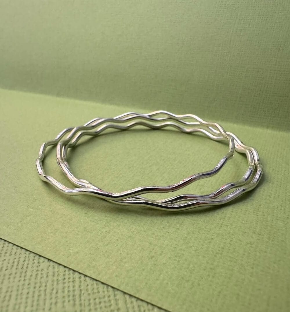 Sterling Silver Bangle Sterling Silver Wave Bangle (Two Sizes) homeware shops bristol gift shops bristol Ava & Bea