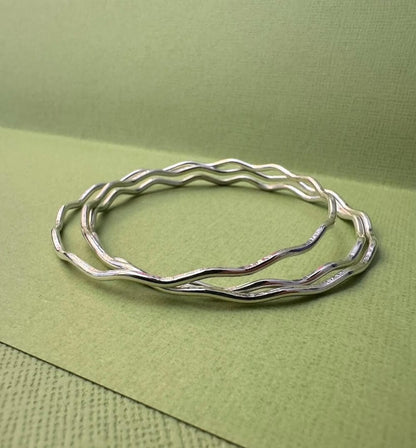 Sterling Silver Bangle Sterling Silver Wave Bangle (Two Sizes) homeware shops bristol gift shops bristol Ava & Bea