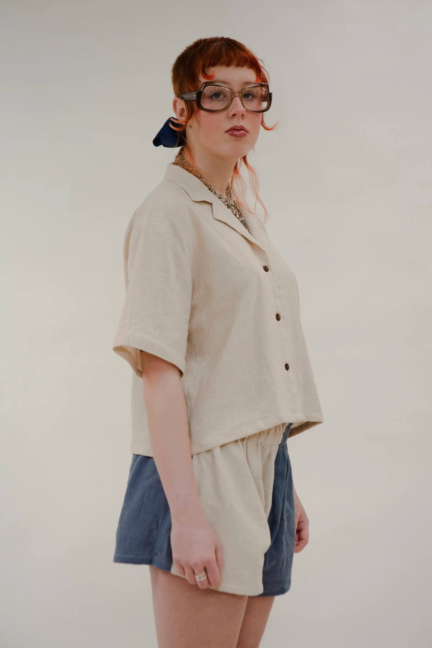 Cropped Button-Up 'Manta' Shirt (Unisex) - Bone homeware shops bristol gift shops bristol Baana Naturals