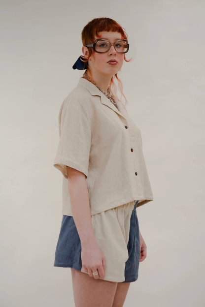 Cropped Button-Up 'Manta' Shirt (Unisex) - Bone homeware shops bristol gift shops bristol Baana Naturals