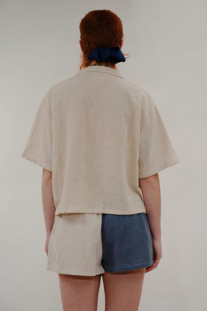 Cropped Button-Up 'Manta' Shirt (Unisex) - Bone homeware shops bristol gift shops bristol Baana Naturals
