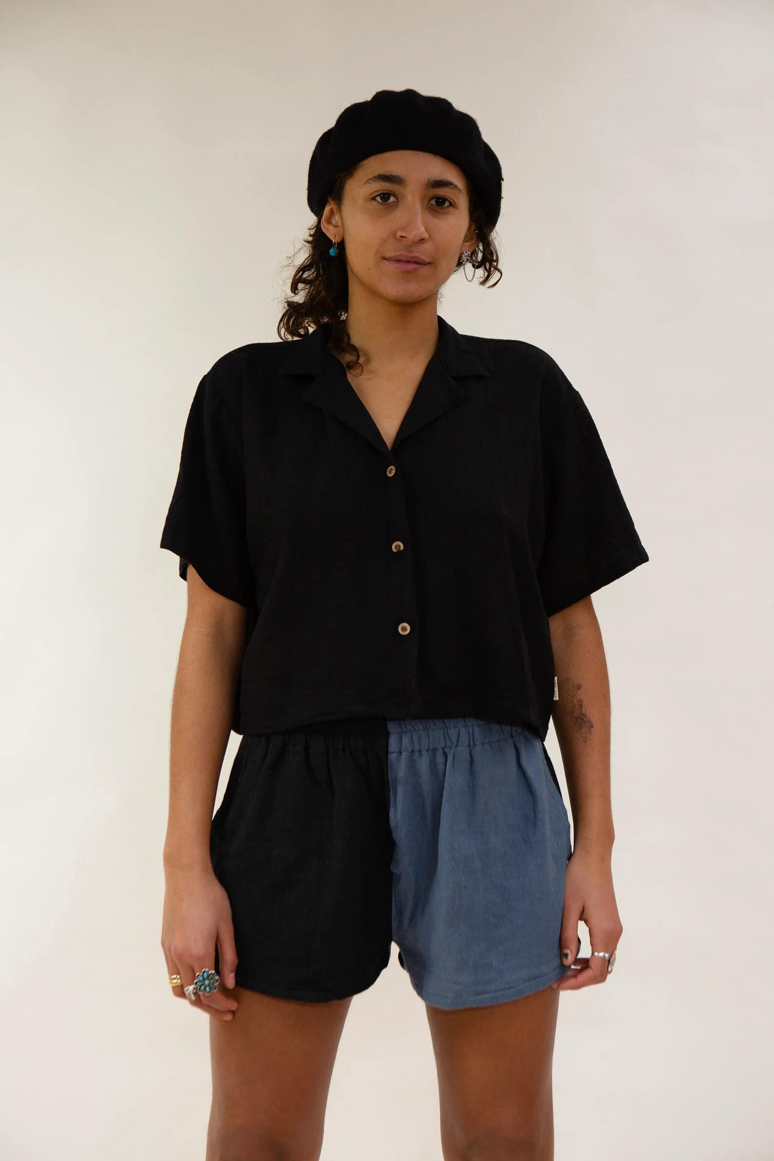 Cropped Shirt Cropped Button-Up 'Manta' Shirt (Unisex) - Coal homeware shops bristol gift shops bristol Baana Naturals