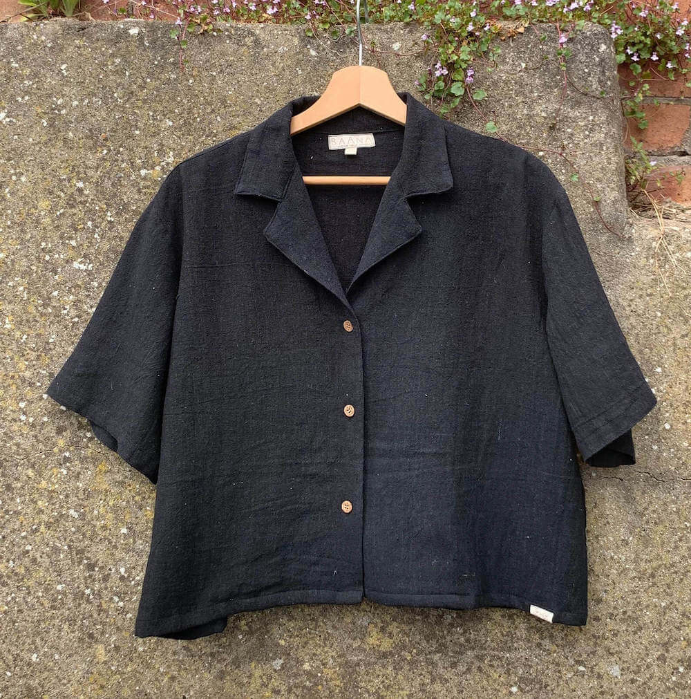 Cropped Shirt Cropped Button-Up 'Manta' Shirt (Unisex) - Coal homeware shops bristol gift shops bristol Baana Naturals