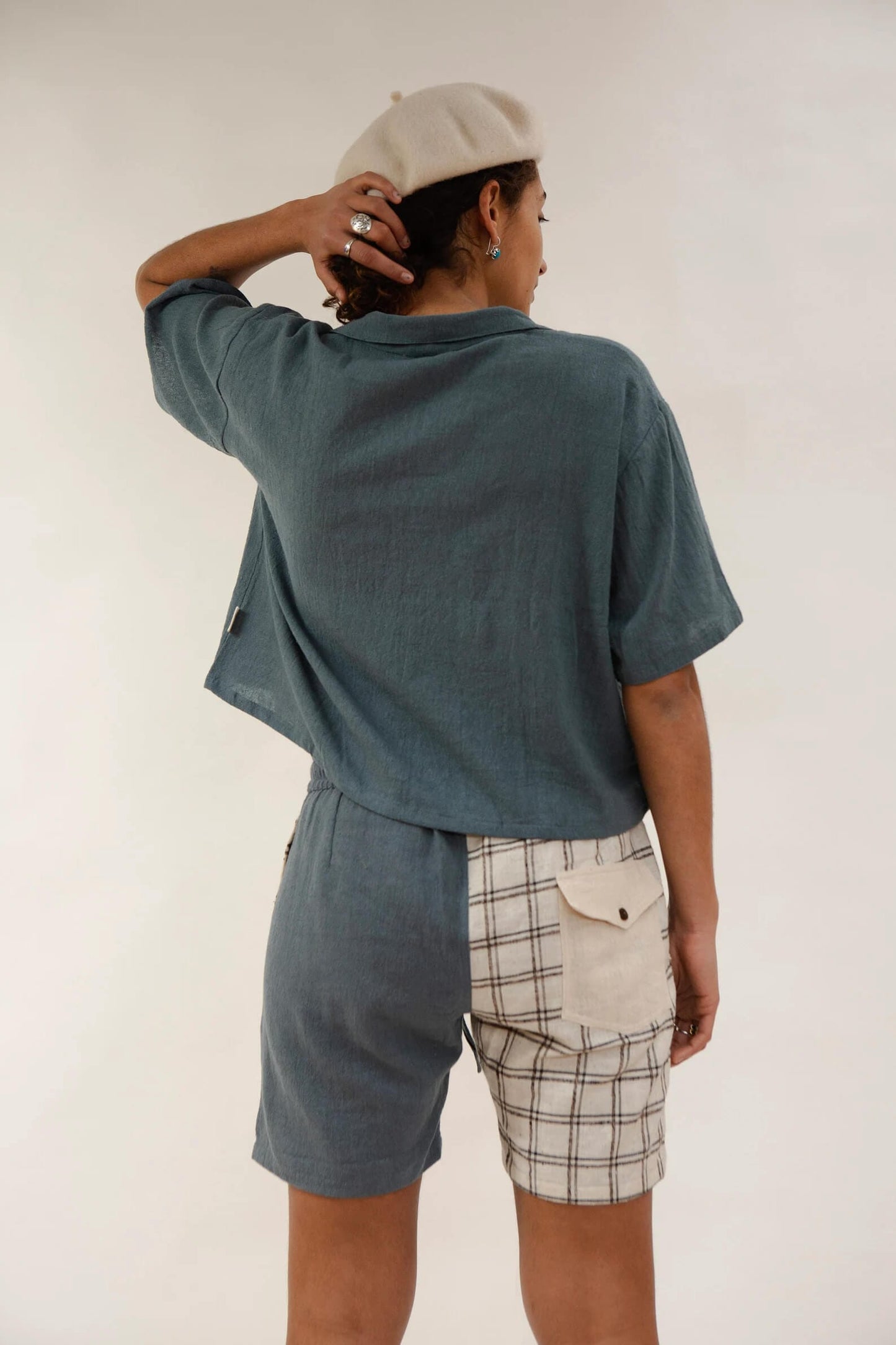 Cropped Shirt Cropped Button-Up 'Manta' Shirt (Unisex) - Slate homeware shops bristol gift shops bristol Baana Naturals