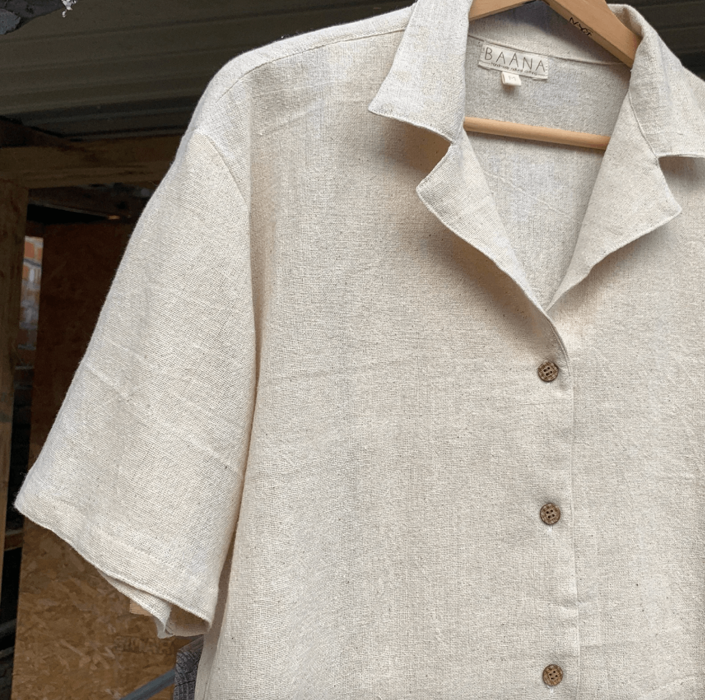Cropped Button-Up 'Manta' Shirt (Unisex) - Bone homeware shops bristol gift shops bristol Baana Naturals