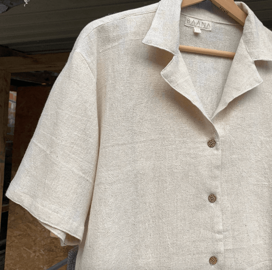 Cropped Button-Up 'Manta' Shirt (Unisex) - Bone homeware shops bristol gift shops bristol Baana Naturals