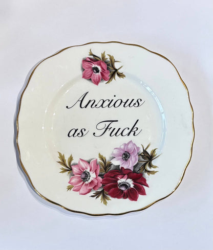 ceramics A Decorative Wall Plate - Anxious as F*ck (various styles) homeware shops bristol gift shops bristol Beau & Badger
