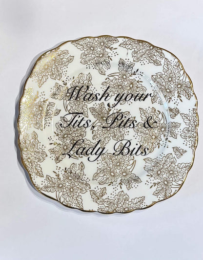 Ceramics A Decorative Wall Plate - Wash Your T*ts, Pits & Lady Bits (various styles) homeware shops bristol gift shops bristol Beau & Badger