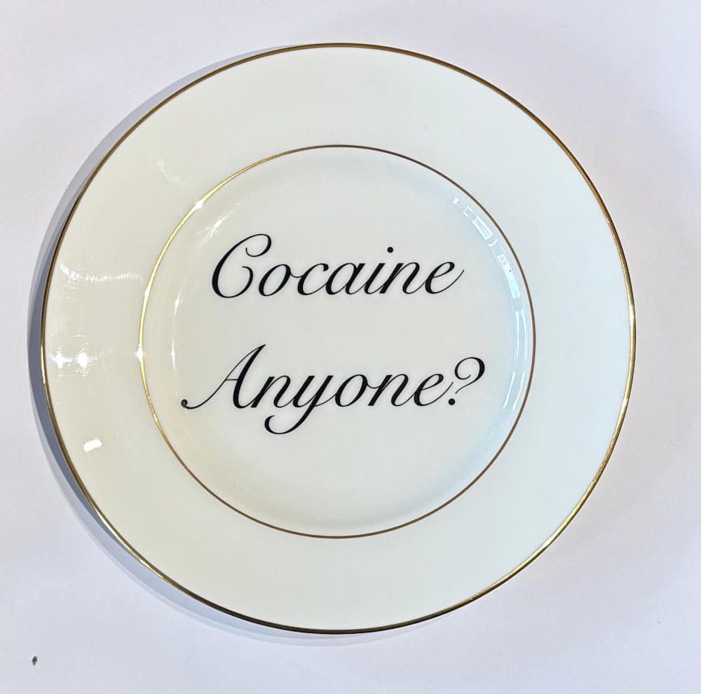 Ceramics B Decorative Wall Plate - Coc*ine Anyone? (various styles) homeware shops bristol gift shops bristol Beau & Badger