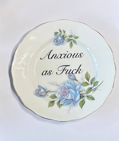ceramics C Decorative Wall Plate - Anxious as F*ck (various styles) homeware shops bristol gift shops bristol Beau & Badger