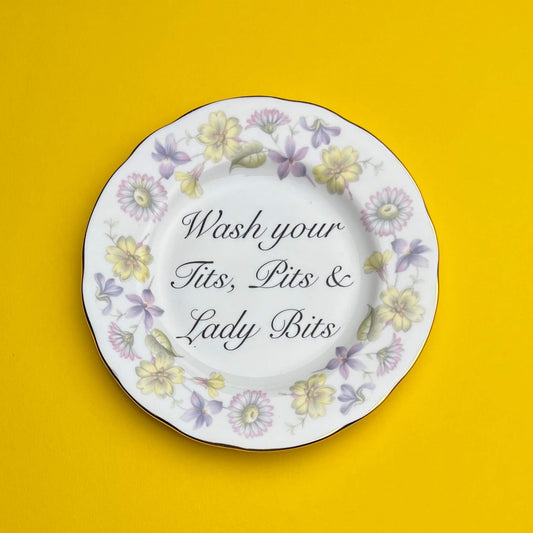 Beau & Badger Ceramics C Decorative Wall Plate - Wash Your T*ts, Pits & Lady Bits