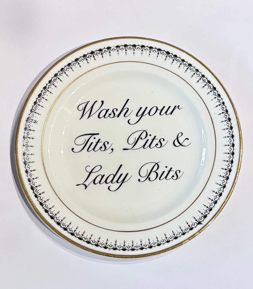 Ceramics C Decorative Wall Plate - Wash Your T*ts, Pits & Lady Bits (various styles) homeware shops bristol gift shops bristol Beau & Badger