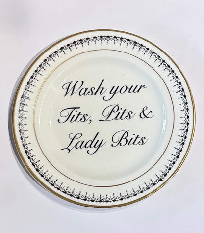 Ceramics C Decorative Wall Plate - Wash Your T*ts, Pits & Lady Bits (various styles) homeware shops bristol gift shops bristol Beau & Badger