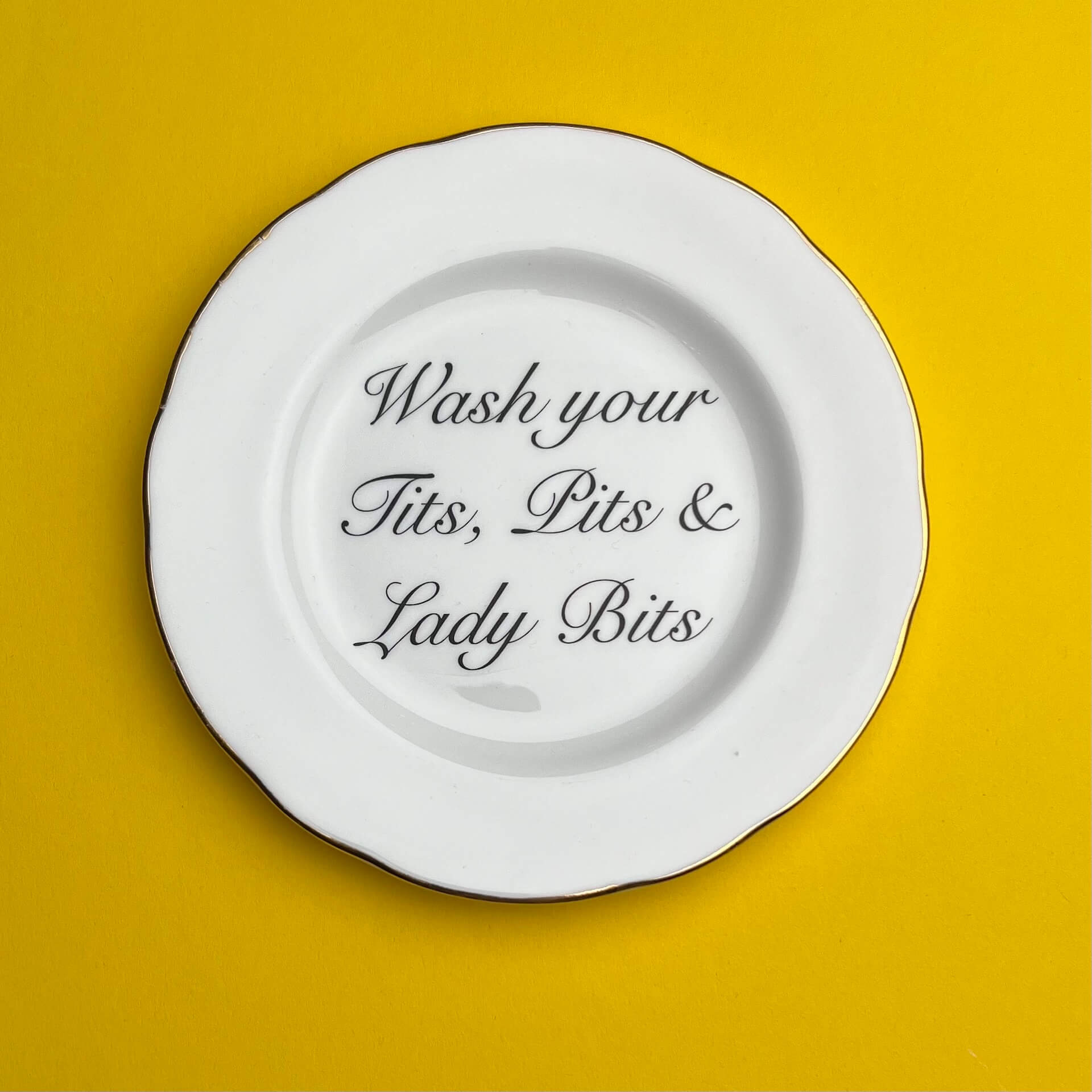 Beau & Badger Ceramics D Decorative Wall Plate - Wash Your T*ts, Pits & Lady Bits