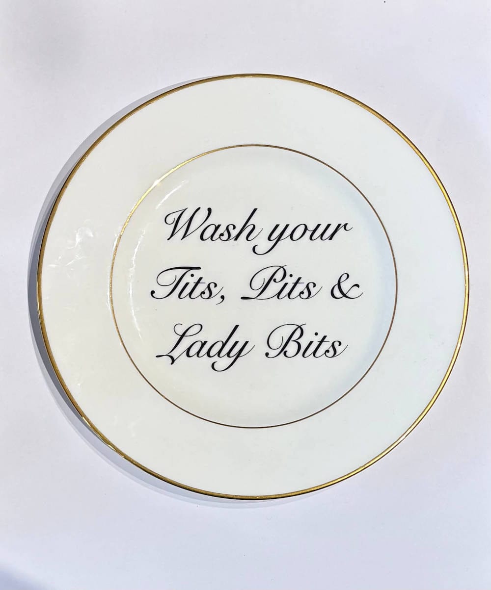 Ceramics D Decorative Wall Plate - Wash Your T*ts, Pits & Lady Bits (various styles) homeware shops bristol gift shops bristol Beau & Badger