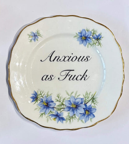 ceramics Decorative Wall Plate - Anxious as F*ck (various styles) homeware shops bristol gift shops bristol Beau & Badger